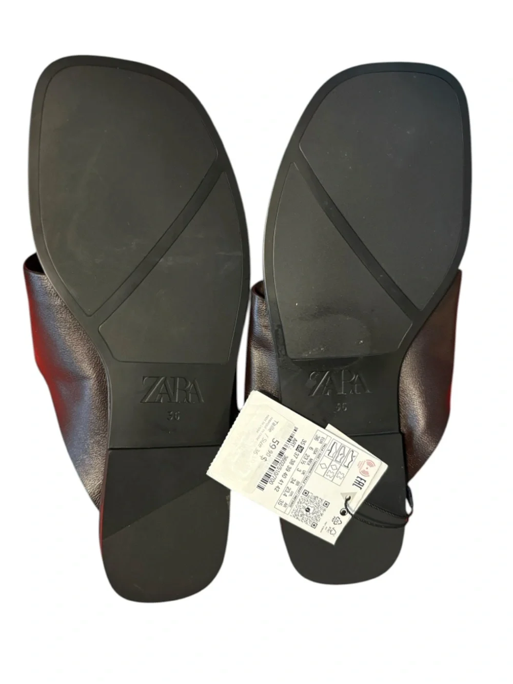 ZARA NWT Brown Leather Thong Sandals in Sz 6 - Picture 5 of 5